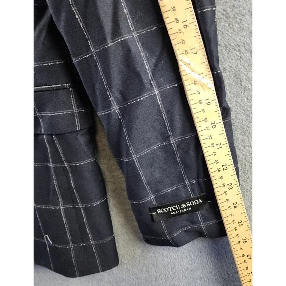 Scotch & Soda Windowpane Check Wool Sportcoat Men's 38R Navy/Grey Front Button